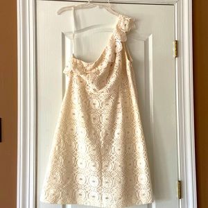 One shoulder gorgeous lace cream dress size 14